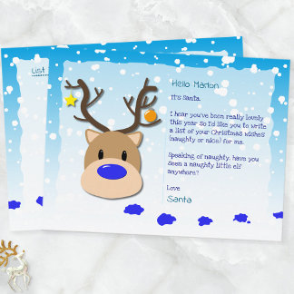 Postal Festiva Santa Letter, Christmas List, Postcard For kids