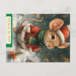 Postal Festiva Santa Mouse Holiday Postcard