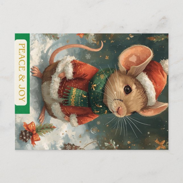 Postal Festiva Santa Mouse Holiday Postcard (Anverso)
