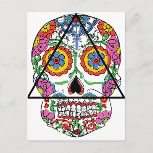 Postal Festiva Santa Muerte en un triángulo