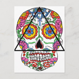 Postal Festiva Santa Muerte en un triángulo