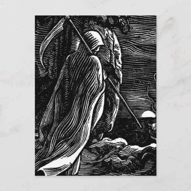 Postal Festiva Santa Muerte (Parca Grim Reaper mexicana) hacia 19 (Anverso)