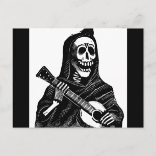 Postal Festiva Santa Muerte tocando guitarra