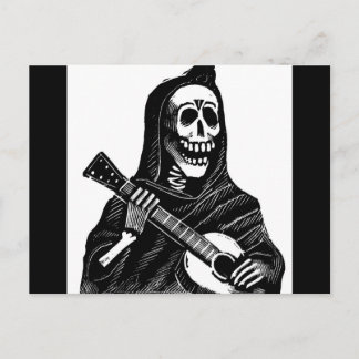 Postal Festiva Santa Muerte tocando guitarra