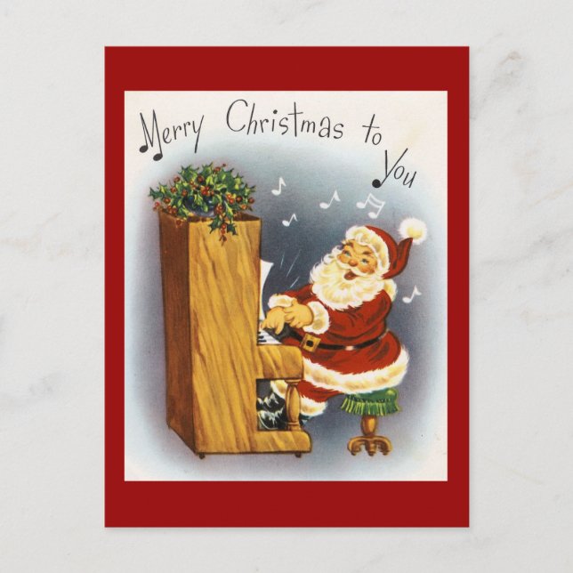 Postal Festiva Santa Musical de Vintage (Anverso)