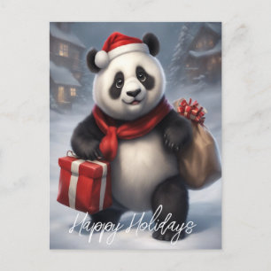 Postal Festiva Santa Panda Bear