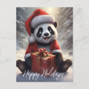 Postal Festiva Santa Panda Bear