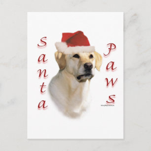 Postal Festiva Santa Paws (amarillo) de Labrador Recuperador