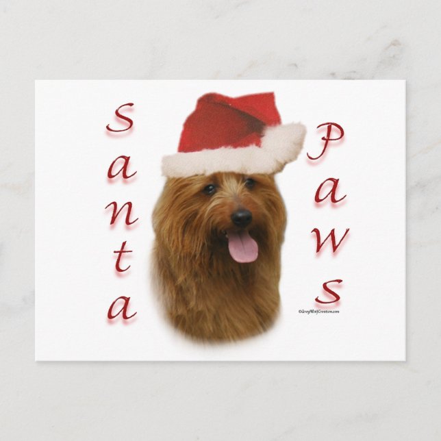 Postal Festiva Santa Paws de Australia Terrier (Anverso)
