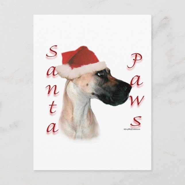 Postal Festiva Santa Paws de Great Dane (fawn) (Anverso)