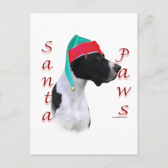 Postal Festiva Santa Paws de Great Dane (mantle) (Anverso)