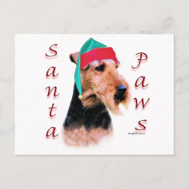 Postal Festiva Santa Paws de Welsh Terrier (Anverso)