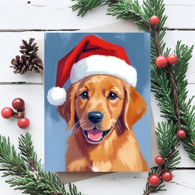 Postal Festiva Santa Paws | Golden Retriever Puppy Christmas (Subido por el creador)