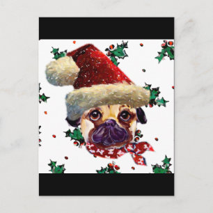 Postal Festiva Santa Pug
