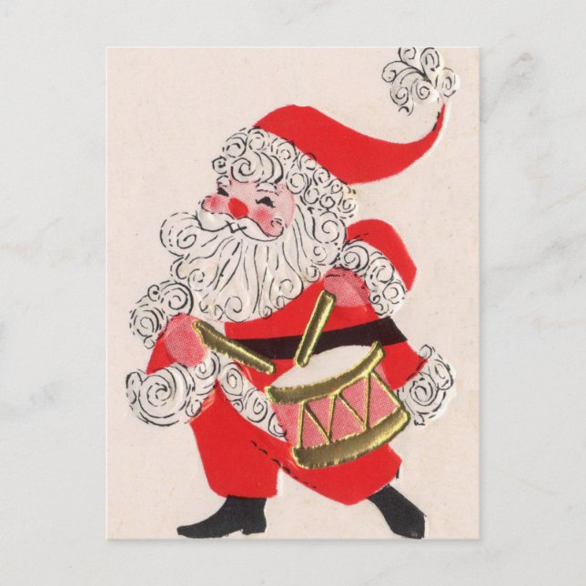 Postal Festiva Santa que juega un tambor (Anverso)