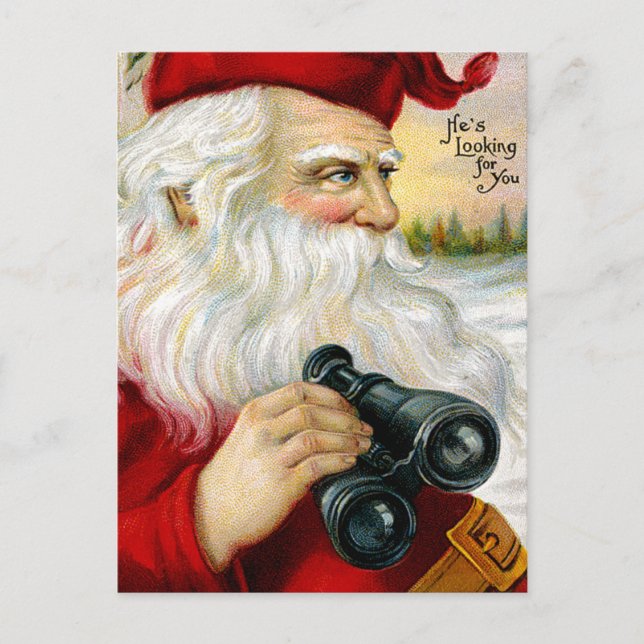 Postal Festiva Santa que le mira (Anverso)