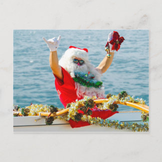 Postal Festiva Santa que llega en una canoa