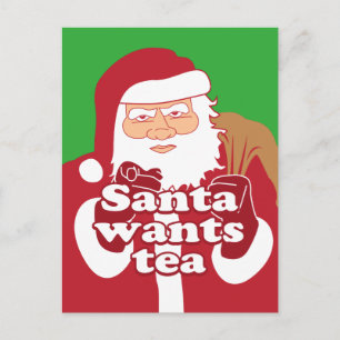 Postal Festiva Santa quiere té