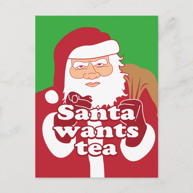 Postal Festiva Santa quiere té (Anverso)
