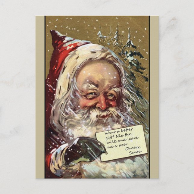Postal Festiva Santa quiere una cerveza (Anverso)