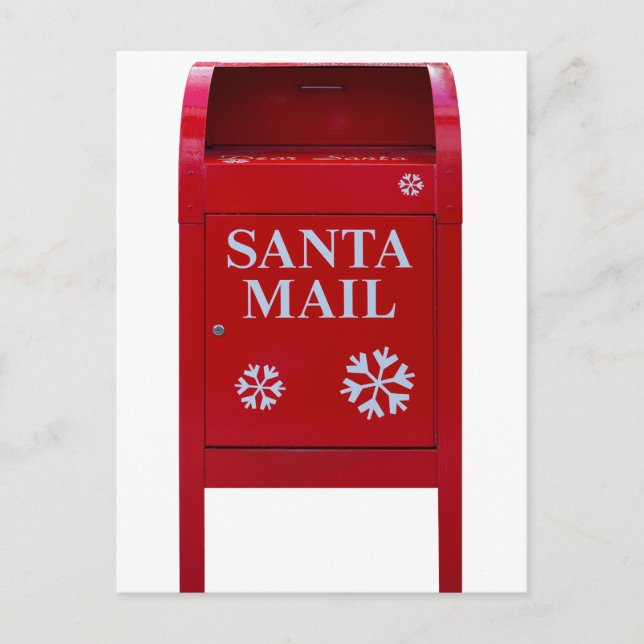Postal Festiva Santa Red Mail Box con copos de nieve (Anverso)