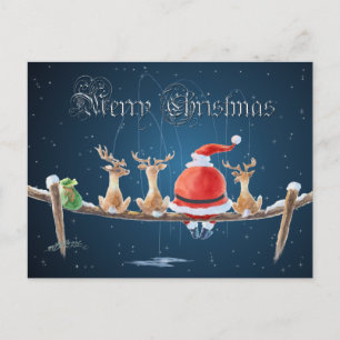Postal Festiva SANTA & REINDEER & TEXT por SHARON SHARPE