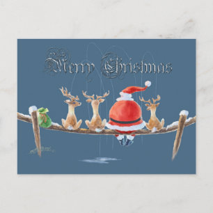 Postal Festiva SANTA & REINDEER & TEXT por SHARON SHARPE