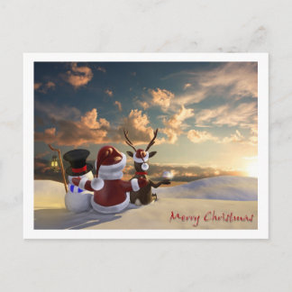 Postal Festiva Santa, reno y escarcha