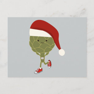 Postal Festiva Santa Running Artichoke