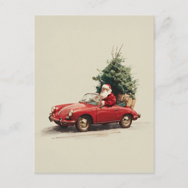 Postal Festiva Santa’s Joyride in Red Convertible (Anverso)