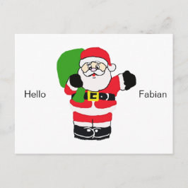 Postal Festiva Santa saludando con saludo y nombre