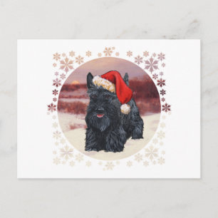 Postal Festiva Santa Scottie juguetón en la nieve