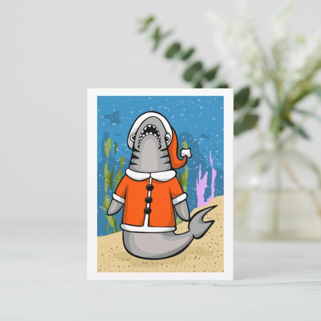 Postal Festiva Santa Shark (Anverso de pie)