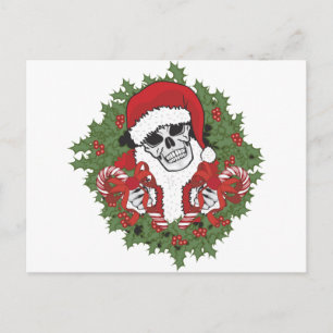 Postal Festiva Santa Skull con Wreath