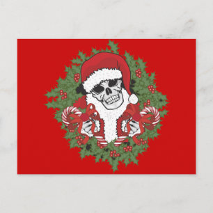 Postal Festiva Santa Skull con Wreath
