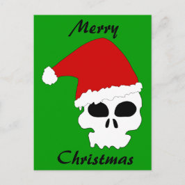 Postal Festiva Santa Skull Sobre Navidades Green