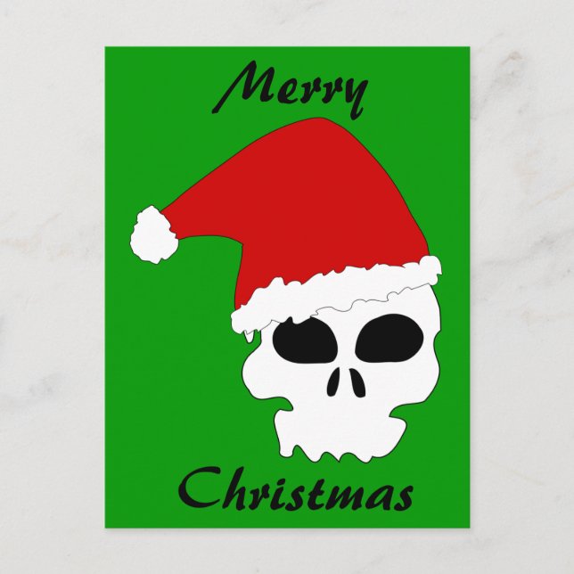 Postal Festiva Santa Skull Sobre Navidades Green (Anverso)