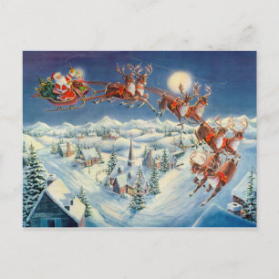 Postal Festiva SANTA, SLEIGH & REINDEPENDE de SHARON SHARPE
