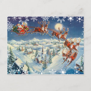 Postal Festiva SANTA, SLEIGH & REINDEPENDE de SHARON SHARPE