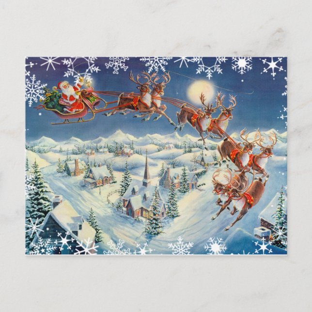 Postal Festiva SANTA, SLEIGH & REINDEPENDE de SHARON SHARPE (Anverso)