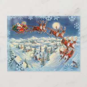 Postal Festiva SANTA, SLEIGH & REINDEPENDE de SHARON SHARPE