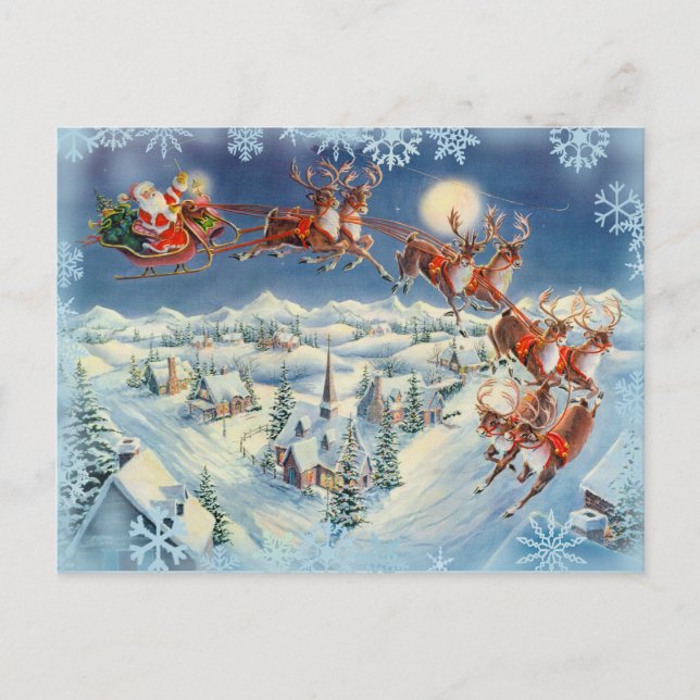 Postal Festiva SANTA, SLEIGH & REINDEPENDE de SHARON SHARPE (Anverso)