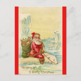 Postal Festiva Santa sobre un oso polar