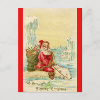 Postal Festiva Santa sobre un oso polar