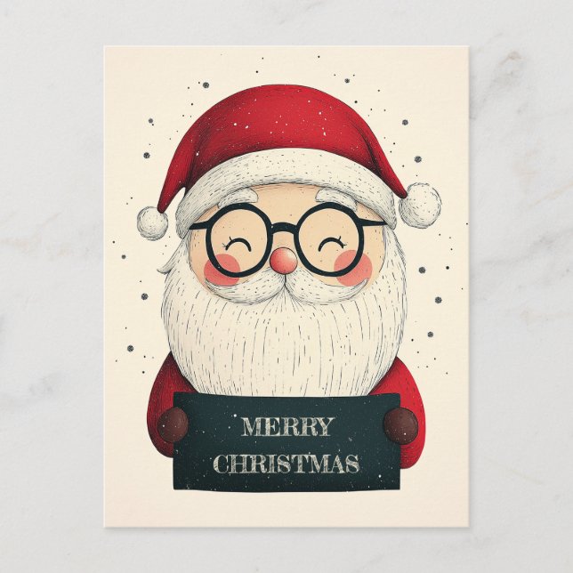 Postal Festiva Santa sonriente y corta con un mensaje que calient (Anverso)