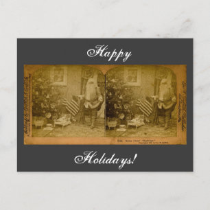 Postal Festiva Santa Stereoview victoriana de época