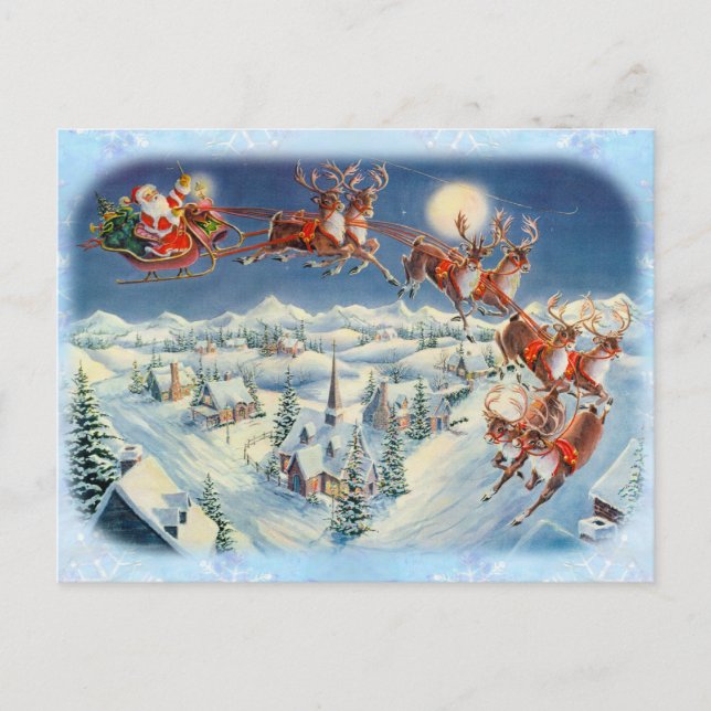Postal Festiva SANTA, TRINEO y RENO de SHARON SHARPE (Anverso)