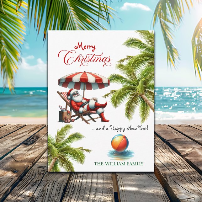 Postal Festiva Santa under a Beach Umbrella Christmas (Subido por el creador)
