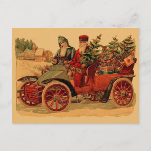 Postal Festiva Santa Vieja en el automóvil
