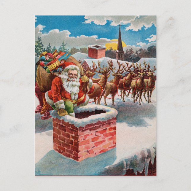 Postal Festiva Santa y Chimney (Anverso)
